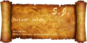 Sulzer Jolán névjegykártya